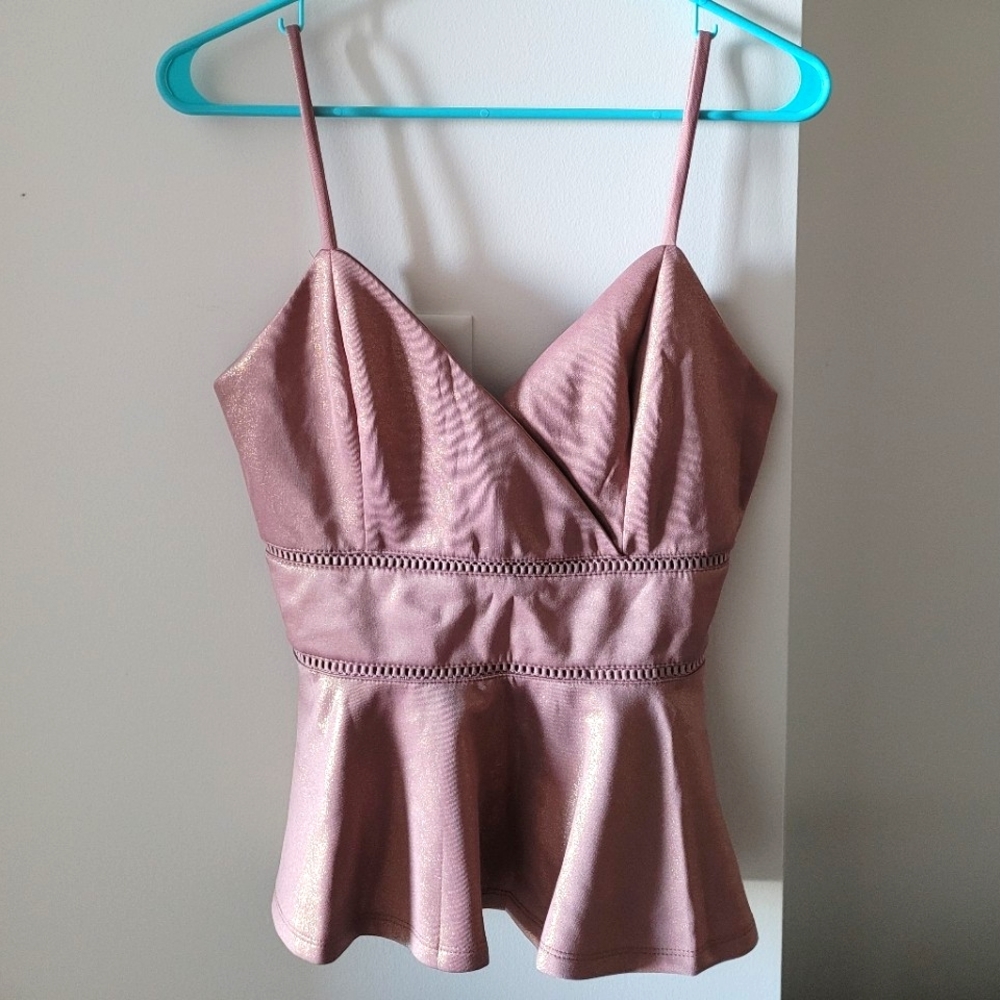 Francesca's Bennie Metallic Ladder Trim Tank Top NWT